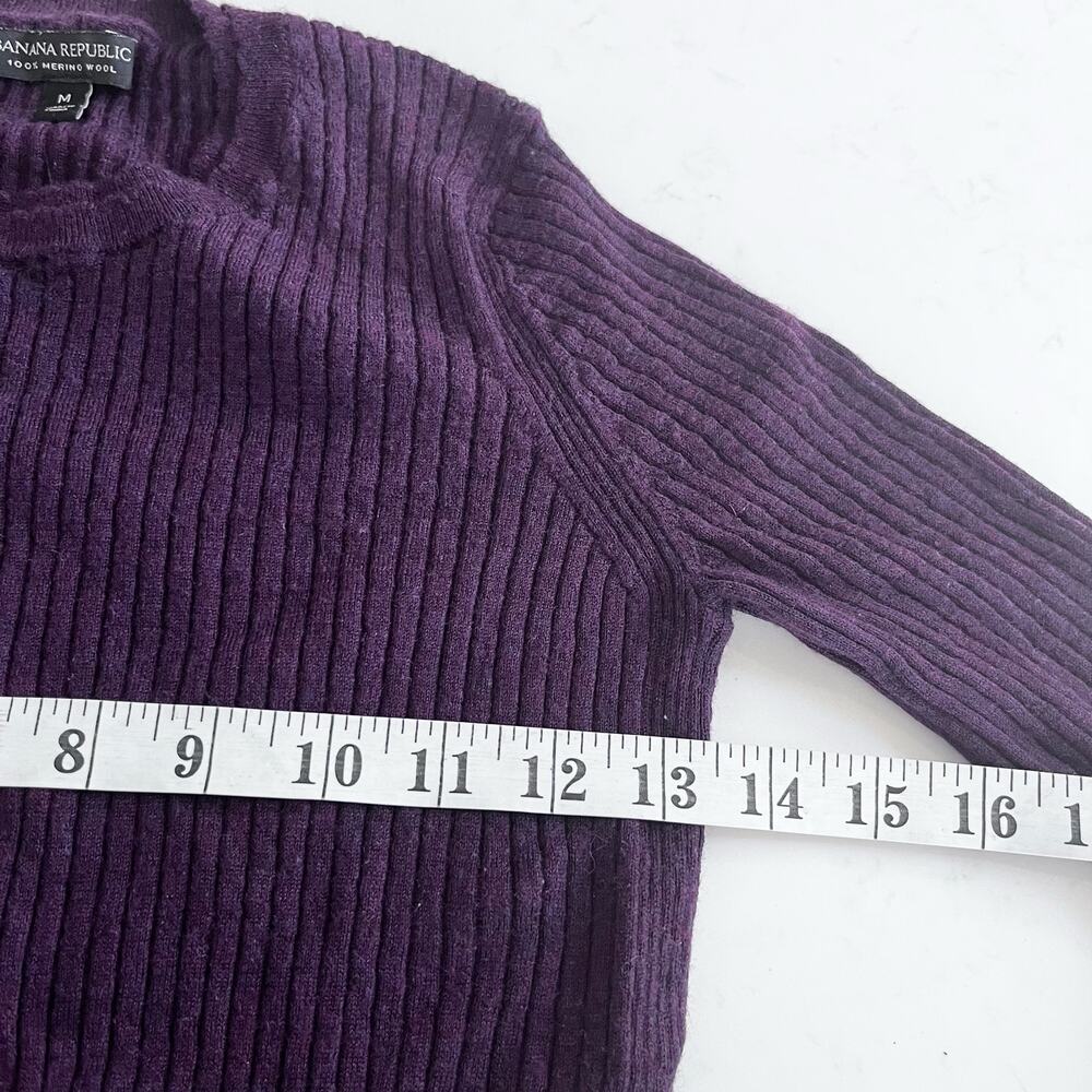 Banana Republic Bordeaux Burgundy Ribbed Wool Sweater Medium - Picture 3 of 6